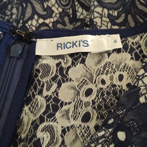 Ricki's | Blue Silver Floral Jacquard Dress | 4 - Picture 14 of 16